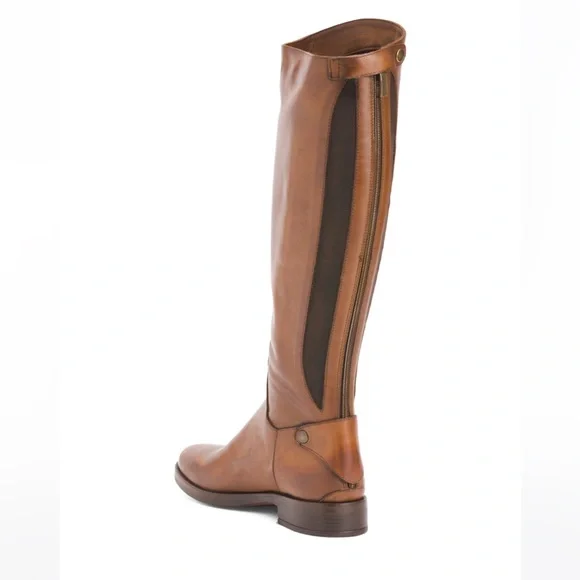 NEW EMANUELE CASTRO Made In Italy Leather Knee High Riding Boots Cognac Brown
